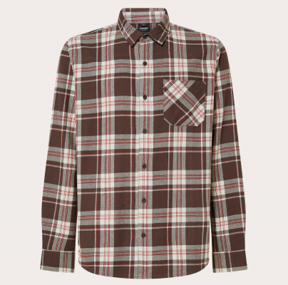 OAKLEY PODIUM PLAID LS FLANNEL FOS402573 9NX COCOA BROWN/MIST/F RED